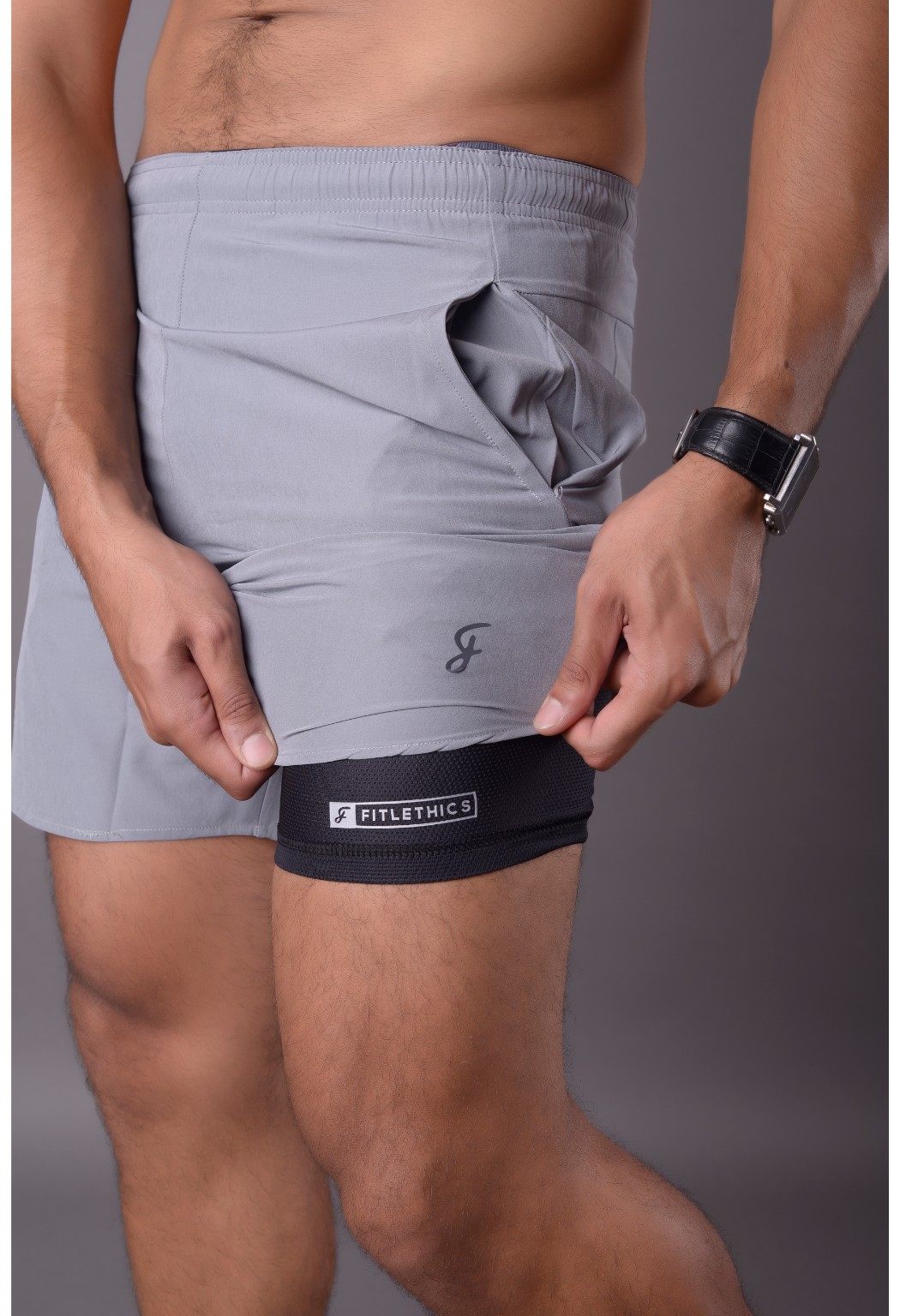 Warrior 2 in 1 Shorts – Light Grey – Fitlethics