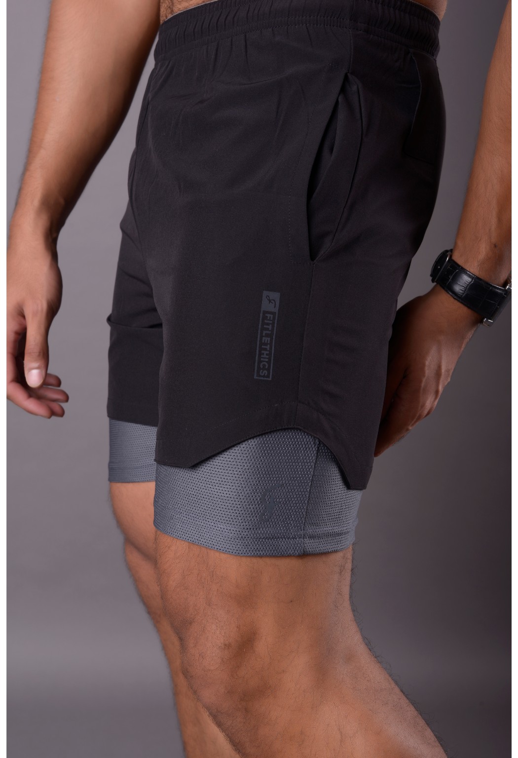 Limitless 2-IN-1 Shorts – Black & Grey – Fitlethics